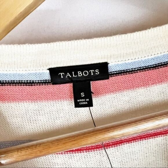 NWT Talbots Striped Linen Blend Sweater S Lightweight Coastal Classic - Picture 4 of 7